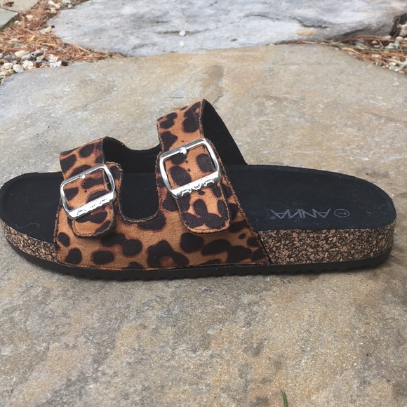 Leopard Print Flatform Sandal Slides - Picture 1 of 5